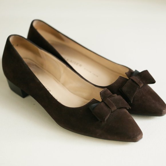 Peter Kaiser Shoes - Peter Kaiser Brown Suede Bow Detail Classic Flats